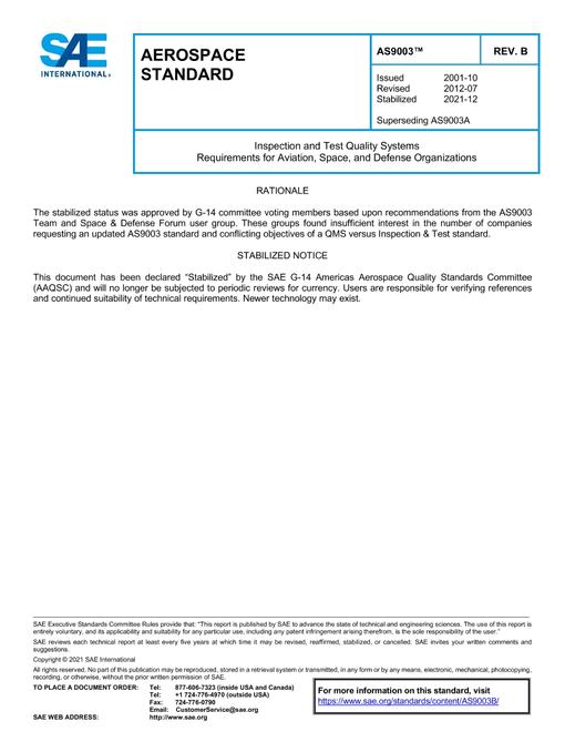 SAE AS9003B pdf