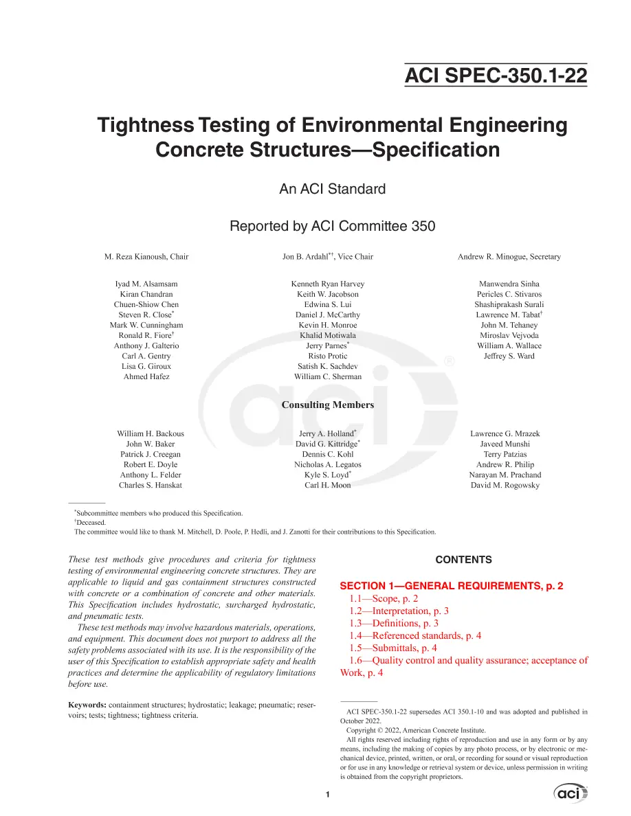 ACI SPEC-350.1-22 pdf