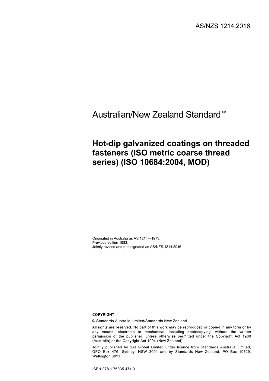 AS/NZS 1214:2016 pdf