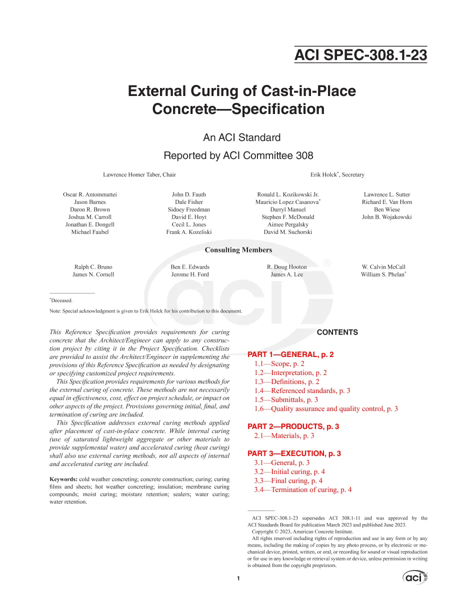 ACI SPEC-308.1-23 (SI Units) pdf