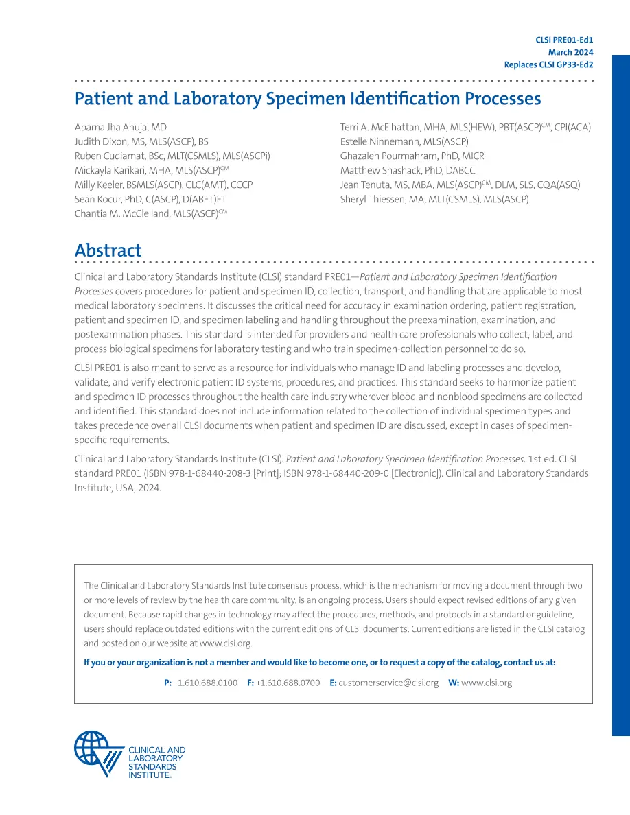 CLSI PRE01 1st Edition pdf