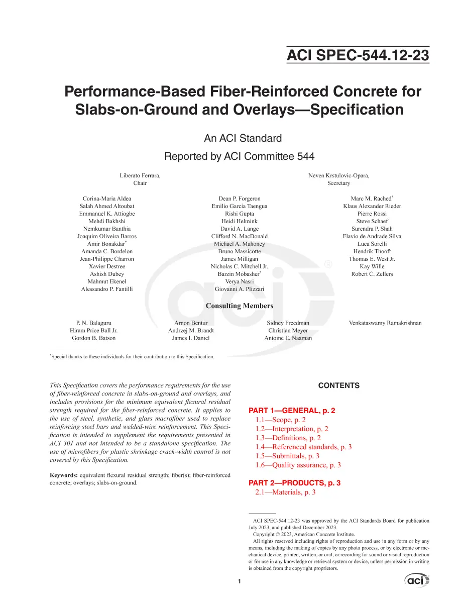 ACI SPEC-544.12-23 pdf