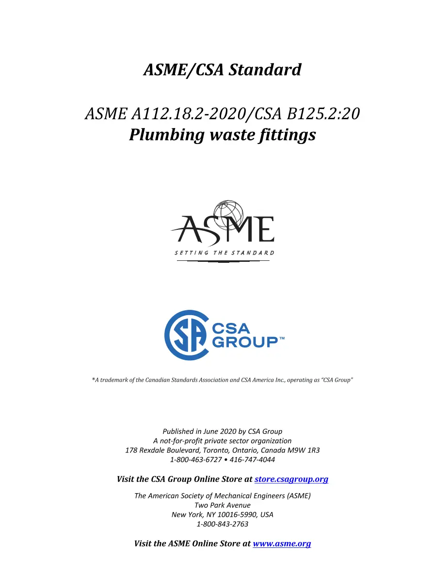 ASME A112.18.2/CSA B125.2-2020 pdf