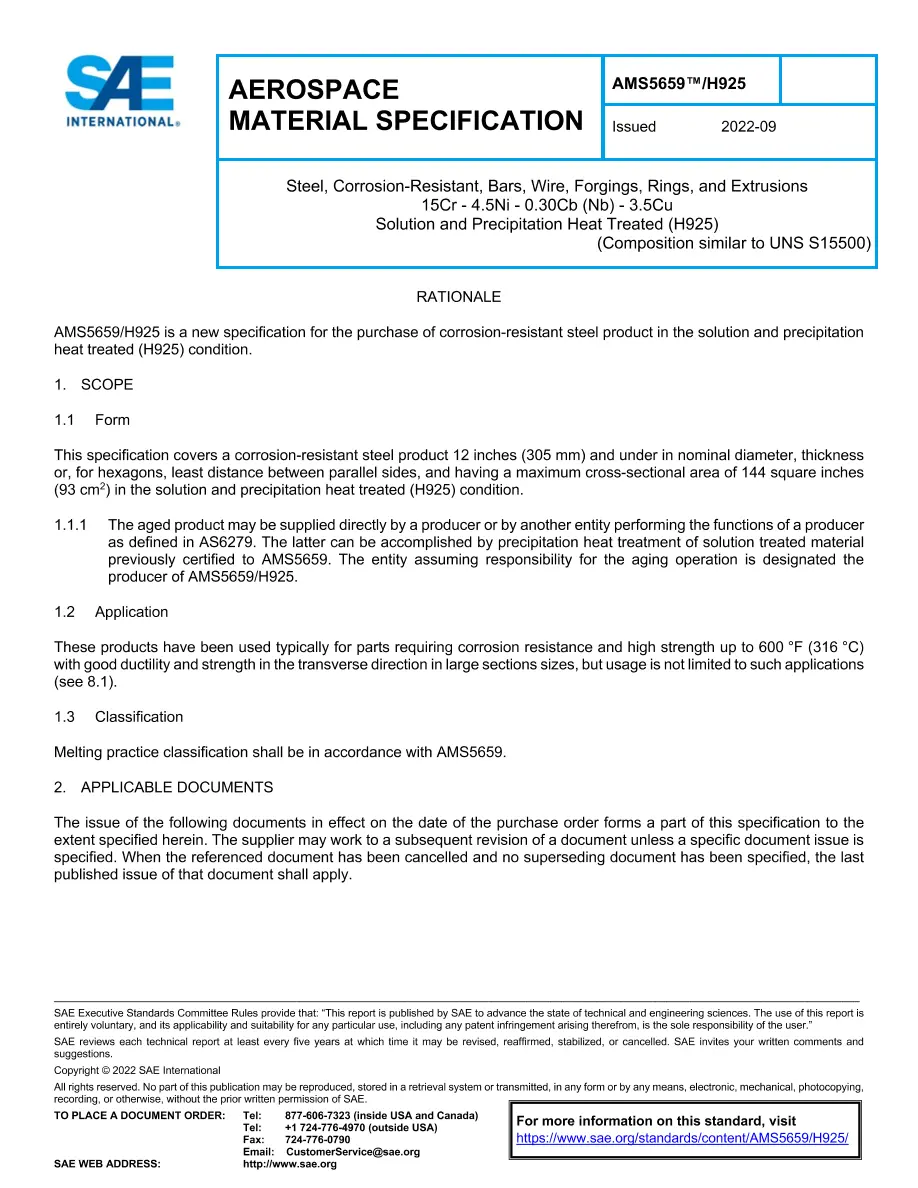 SAE AMS5659/H925 pdf