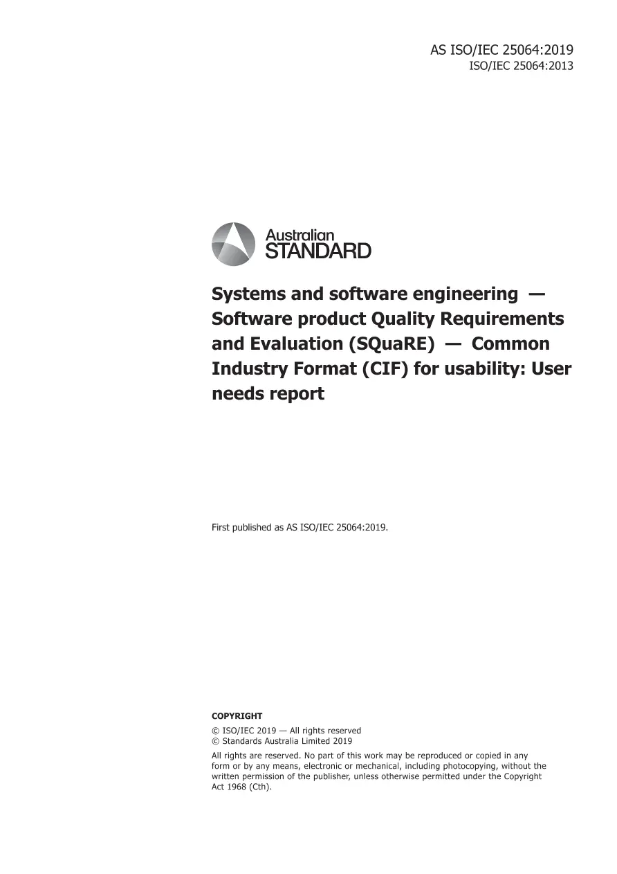 AS ISO/IEC 25064:2019 pdf