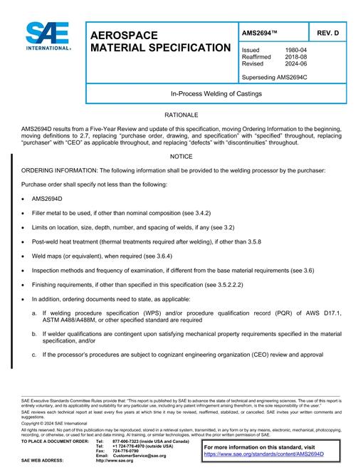 SAE AMS2694D pdf